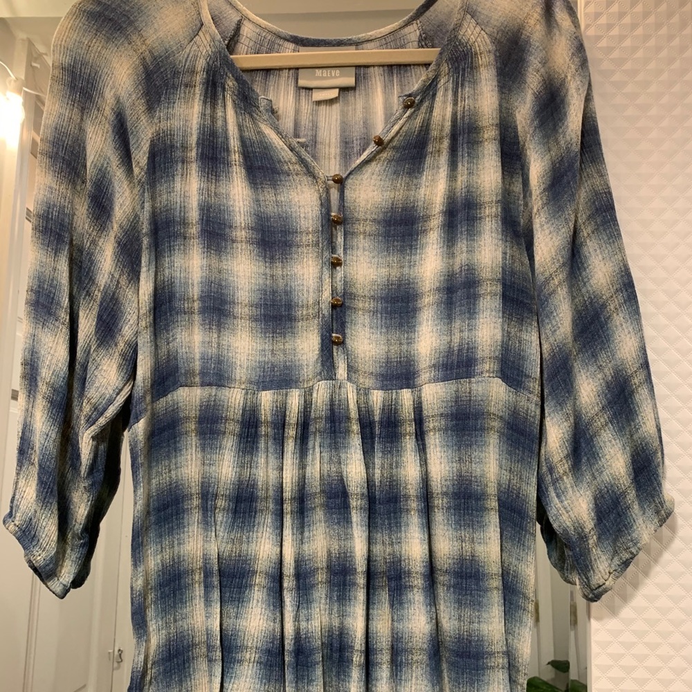 Anthropologie flowy blue/green top